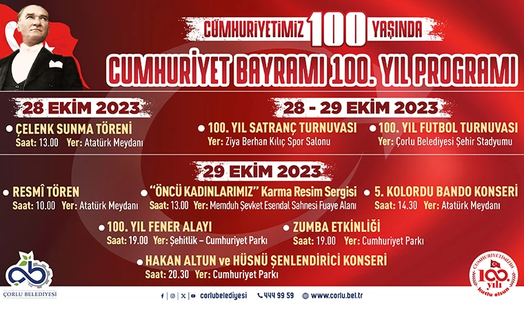 Cumhuriyet Bayramı kutlamaları Çorlu'da başlıyor