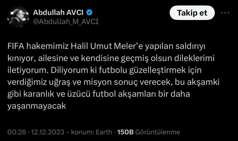 Abdullah Avcı’dan, Halil Umut Meler’e destek mesajı