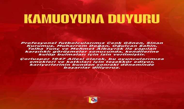 Çorluspor 1947'de 6 Oyuncu ile Yollar Ayrıldı