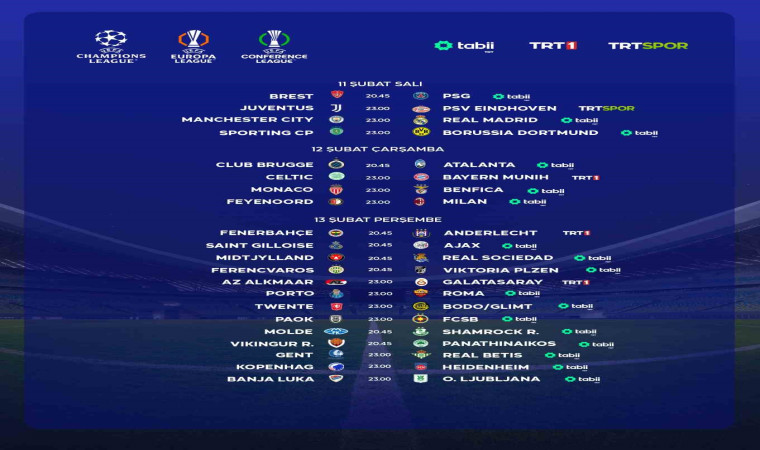 TRT’de 3 günde 21 UEFA maçı canlı yayınlanacak