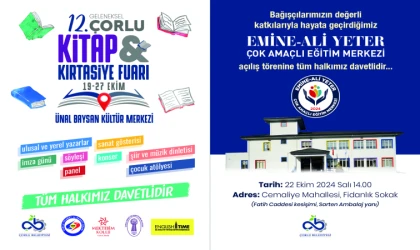 12. Geleneksel Çorlu Kitap ve Kırtasiye Fuarı Başlıyor