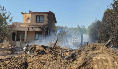 Tekirdağ’da çıkan yangın 2 eve sıçradı, 100 dönüm alan kül oldu