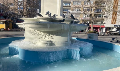 Soğuk Hava Nedeniyle Havuz Buz Tuttu